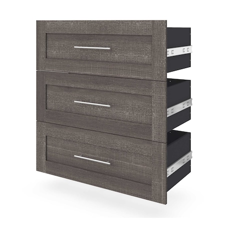 Bestar Bestar Pur 3 Drawer Set for Pur 36W Closet, Organizer in bark grey 26161-000047